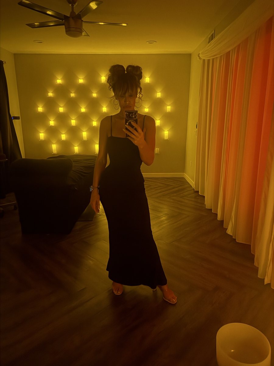 Armanda in a black gown